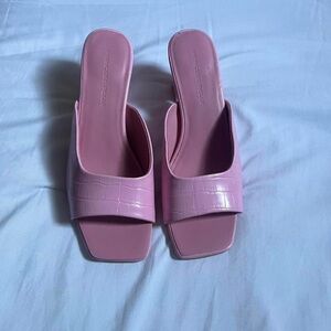 Princess Polly Croc-Embossed Pink Slide Mules